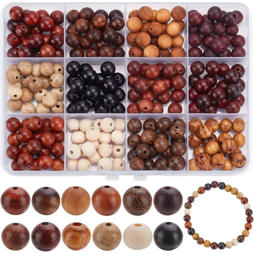 Workshop Tools Diy - 240Pcs 12 Colors Wood Round Beads