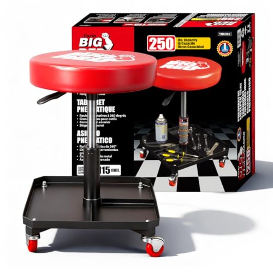 Tools In Mechanic Workshop - Rolling Mechanic Stool with Tool Tray